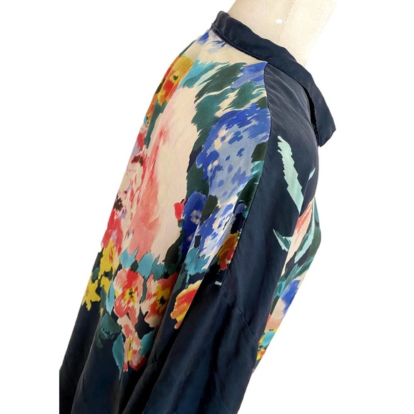 Johnny Was Malani Floral Silk Button Front Tunic Blouse Size Medium EUC - Picture 9 of 15